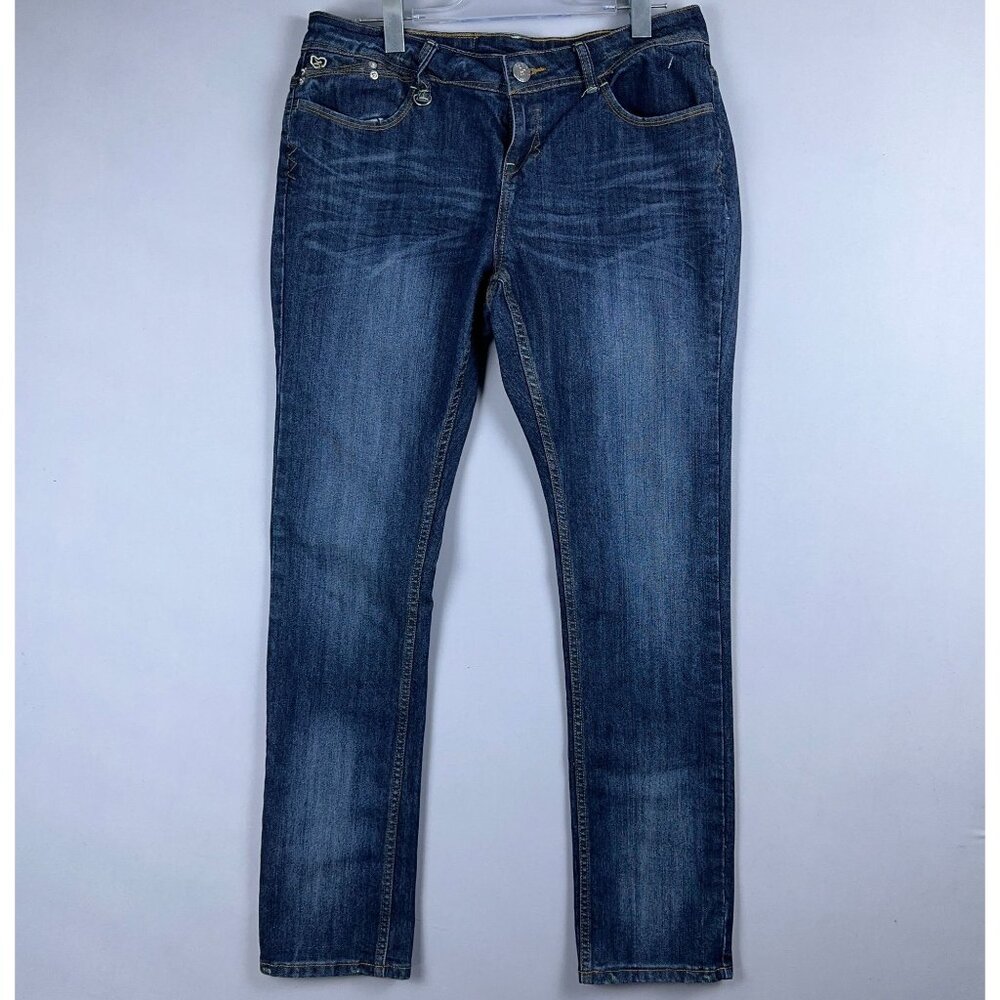 Luxirie by LRG Slim Straight Leg Jeans Womens Size 14W Mid Rise Medium Wash Blue